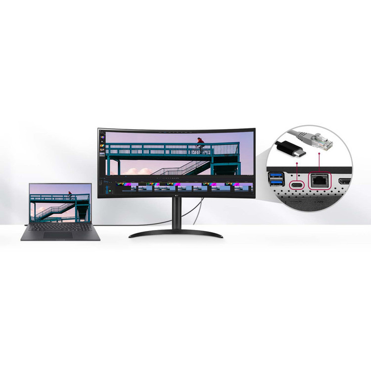 مانیتور ال جی ۳۴WQ75C-B سایز ۳۴ اینچ خمیده UWQHD با زمان پاسخگویی ۵ میلیثانیه